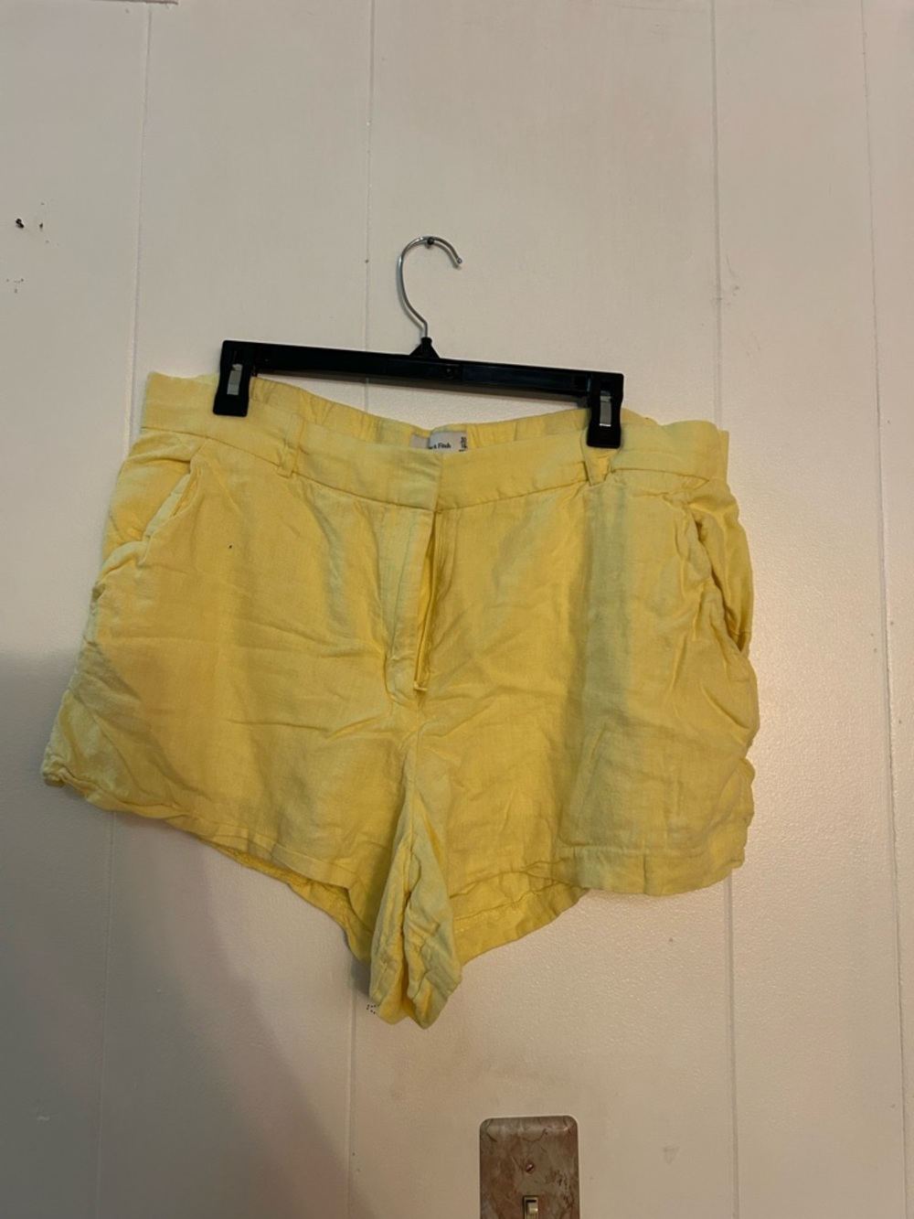 Abercrombie & Fitch Yellow High-Waist Linen Shorts